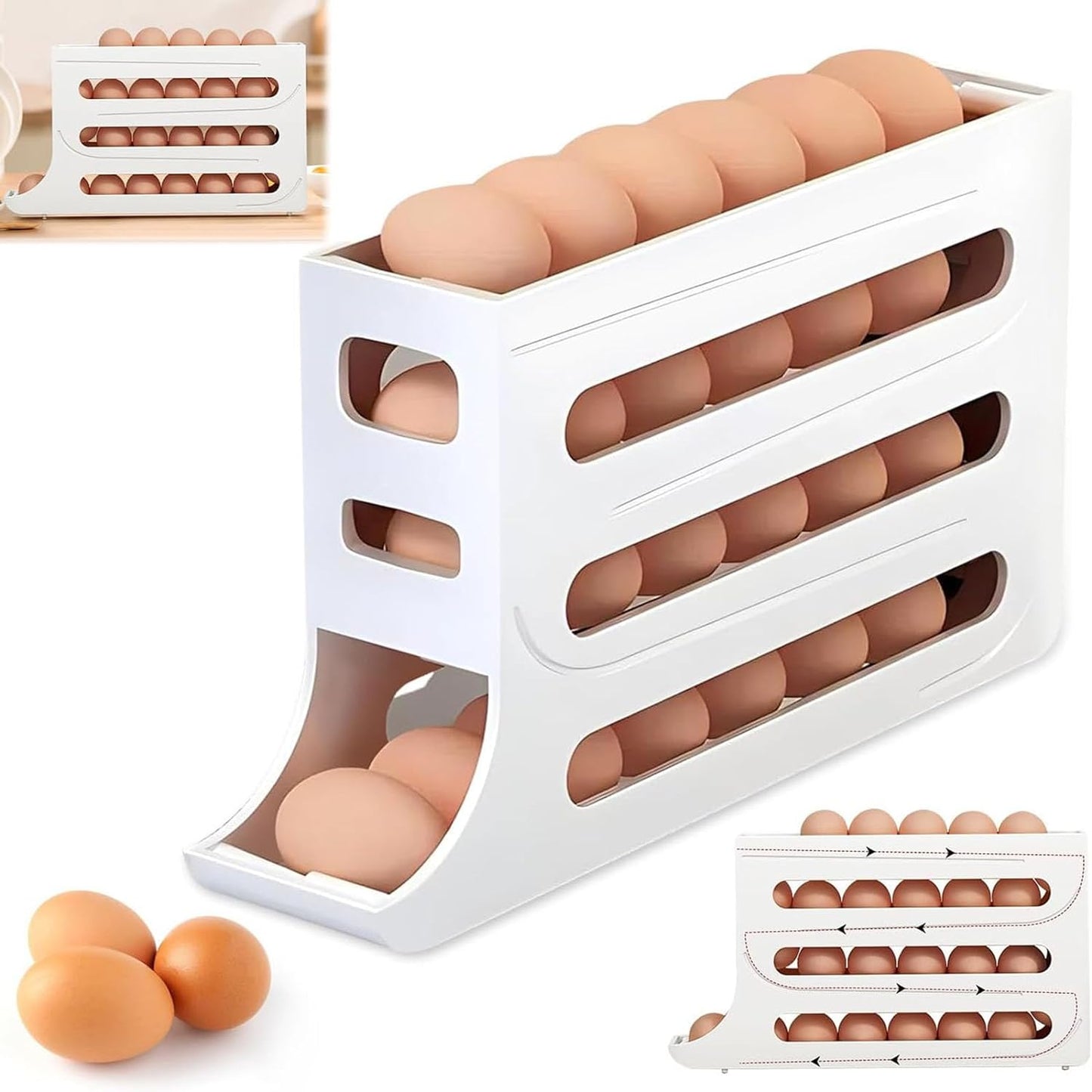 Dispensador de huevos de 4 niveles para refrigerador