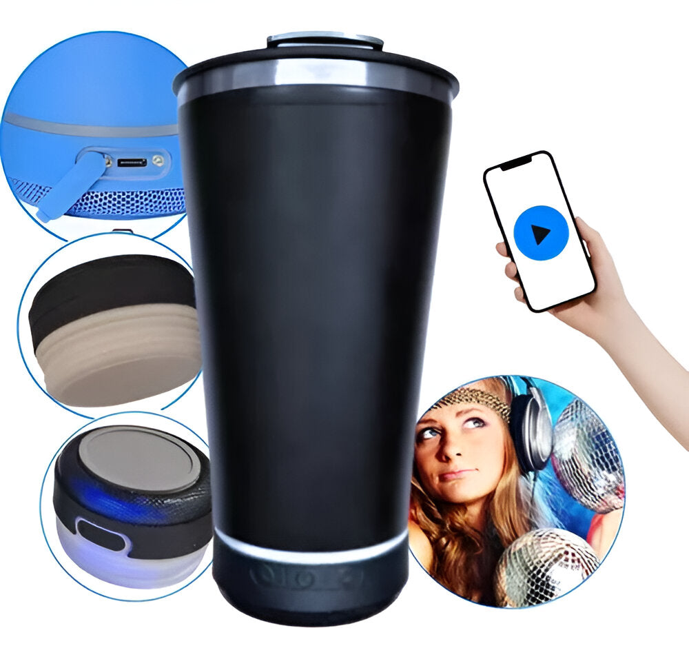 VASO CERVECERO PARLANTE BLUETOOTH ACERO INOXIDABLE 480ML